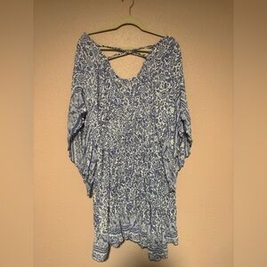 Blue and White Patterned Dress